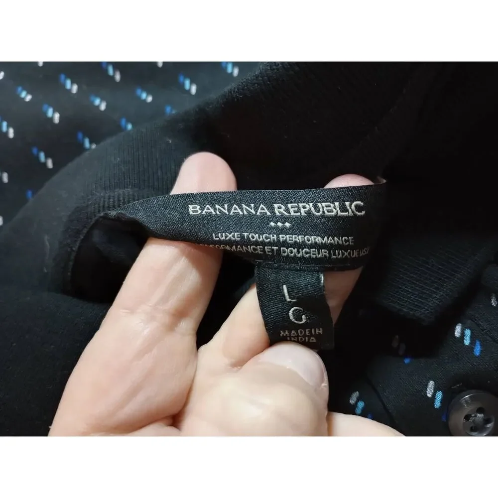 Banana Republic Polo Men's Large Luxe‎ Touch Black Blue